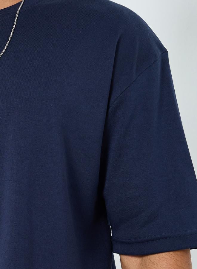 Styli Men Navy Graphic Print Oversized T-Shirt - Image 3